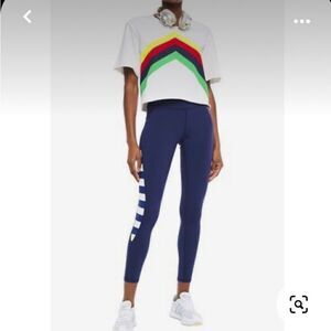 Perfect moment tignes leggings navy white striped small NWT